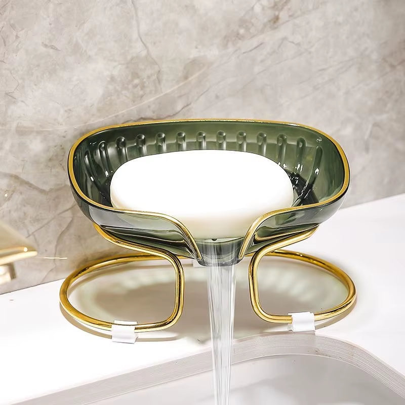 Bathroom Soap Dish Light Luxury Toilet Shower Soap Holder with Drain Water Soap Storage Case Tray Container Bathroom Gadgets