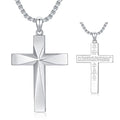 925 Sterling Silver Cross Pendant Necklace With Christian Bible Verse