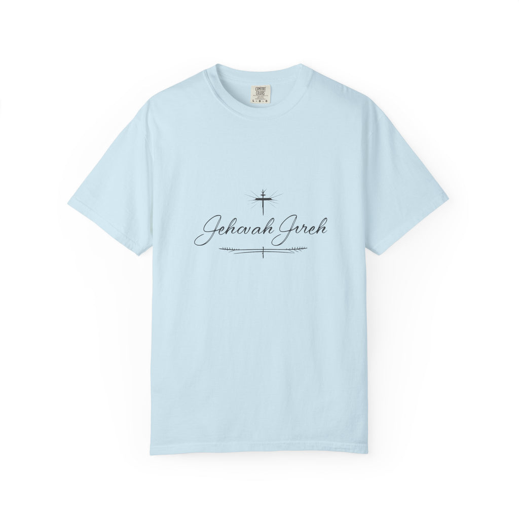 Faithful Script T-Shirt — "Jehovah Jireh" Cross Front & "God Is My Provider" Back