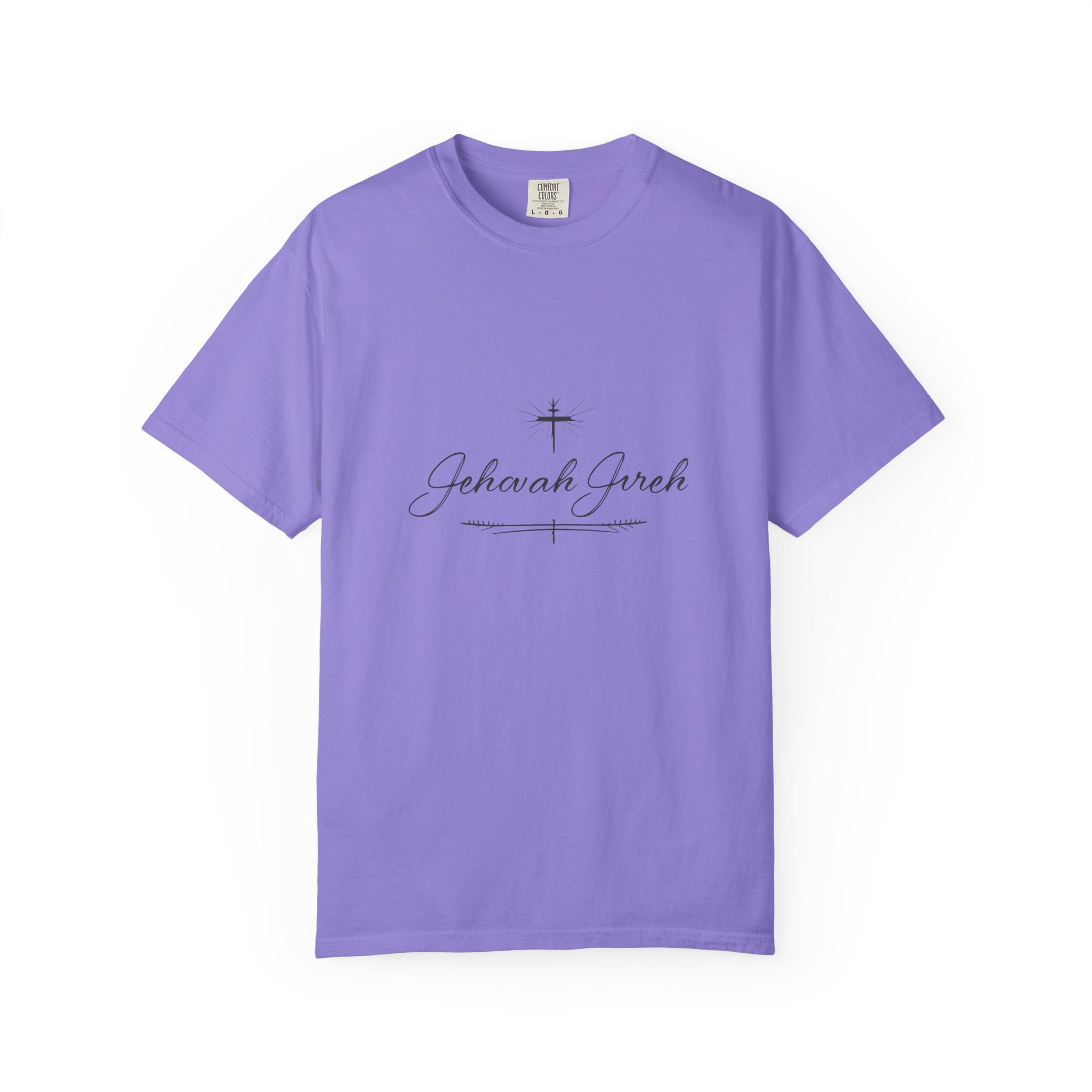 Faithful Script T-Shirt — "Jehovah Jireh" Cross Front & "God Is My Provider" Back