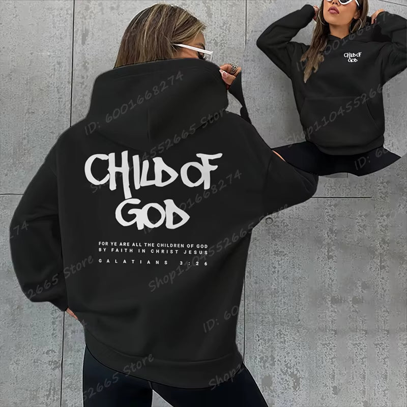 I Am a God Child Letter Print Hoodies Christian God Sweatshirts Hooded Pullover Pray the Lord Sweatshirt Women'S Clothing