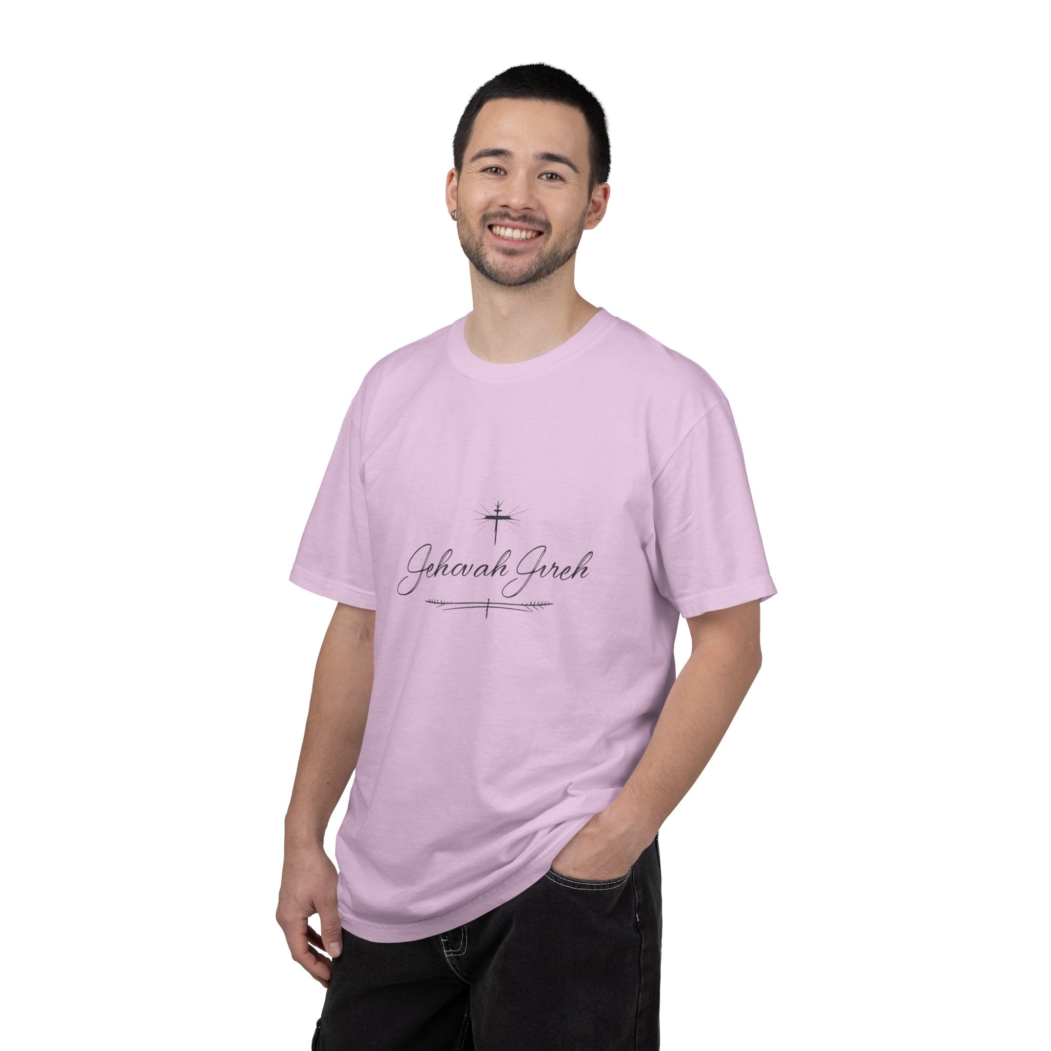 Faithful Script T-Shirt — "Jehovah Jireh" Cross Front & "God Is My Provider" Back