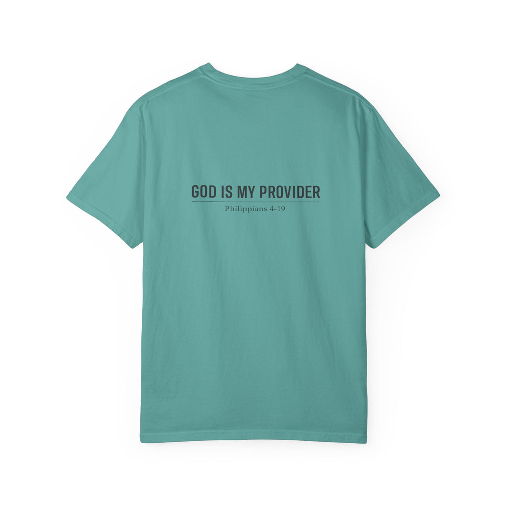 Faithful Script T-Shirt — "Jehovah Jireh" Cross Front & "God Is My Provider" Back