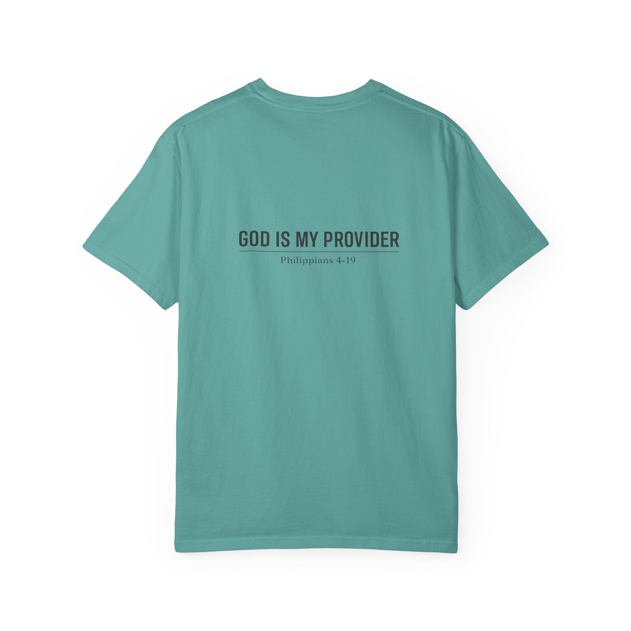 Faithful Script T-Shirt — "Jehovah Jireh" Cross Front & "God Is My Provider" Back