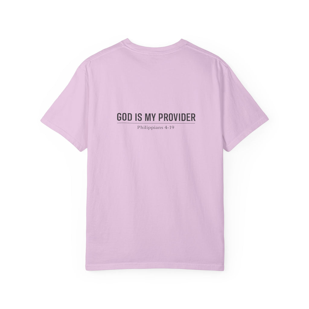 Faithful Script T-Shirt — "Jehovah Jireh" Cross Front & "God Is My Provider" Back