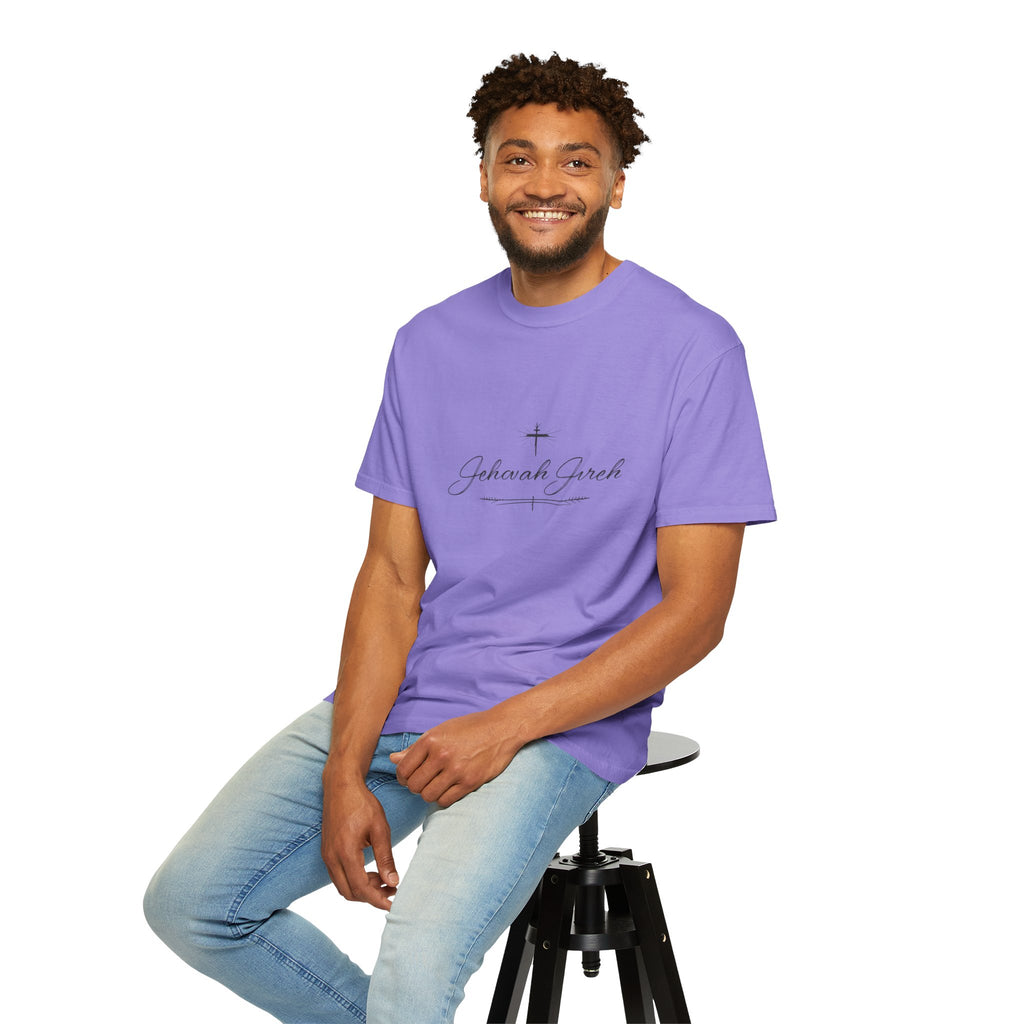 Faithful Script T-Shirt — "Jehovah Jireh" Cross Front & "God Is My Provider" Back