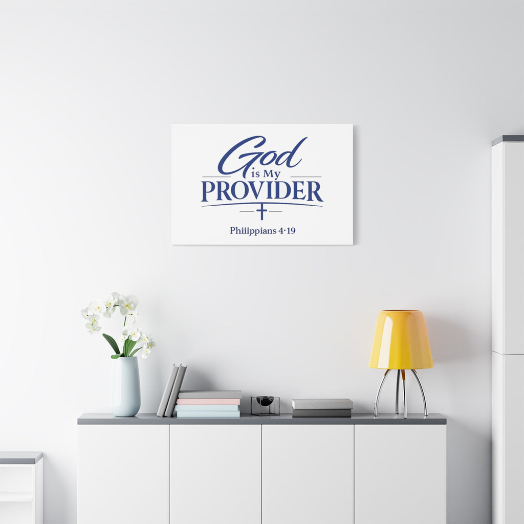 God Is My Provider Canvas — Philippians 4:19 Christian Wall Art