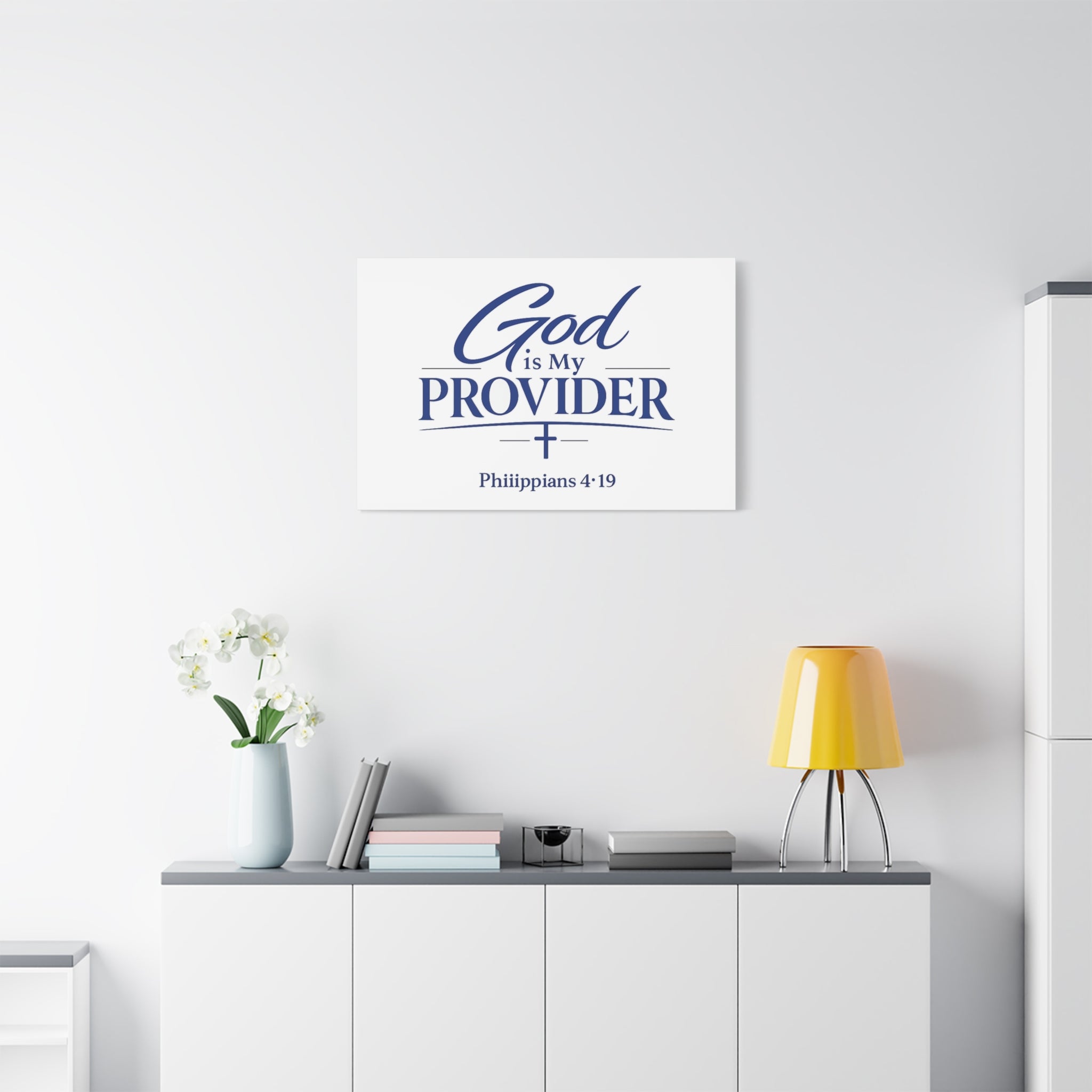 God Is My Provider Canvas — Philippians 4:19 Christian Wall Art