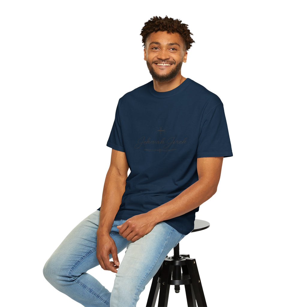 Faithful Script T-Shirt — "Jehovah Jireh" Cross Front & "God Is My Provider" Back