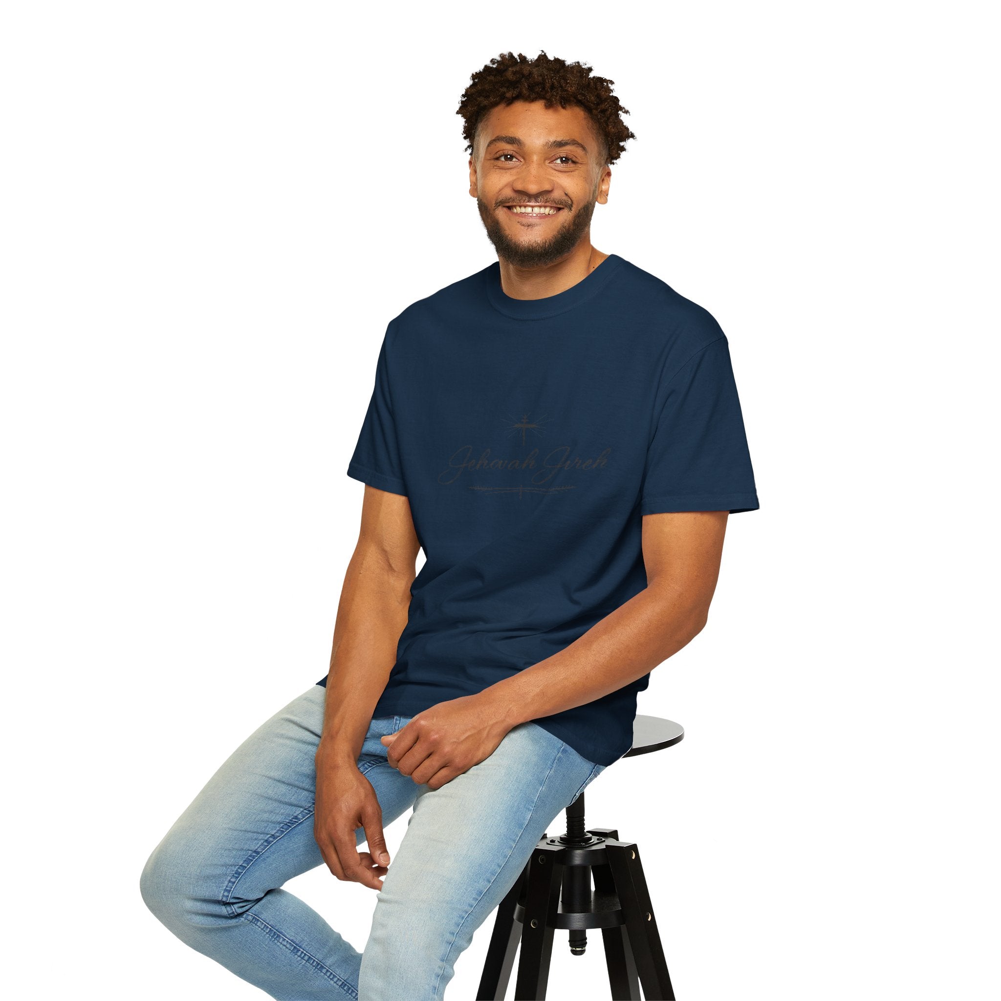 Faithful Script T-Shirt — "Jehovah Jireh" Cross Front & "God Is My Provider" Back