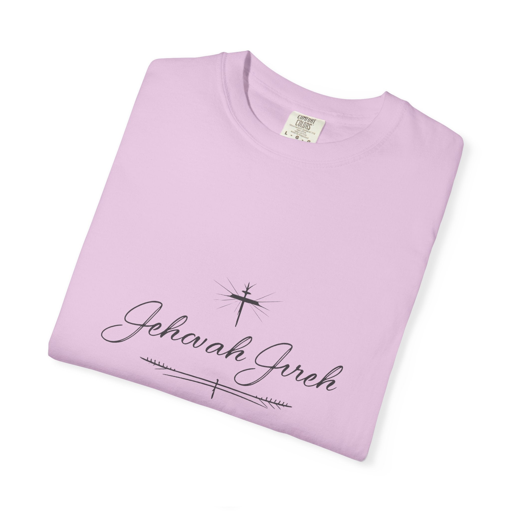 Faithful Script T-Shirt — "Jehovah Jireh" Cross Front & "God Is My Provider" Back