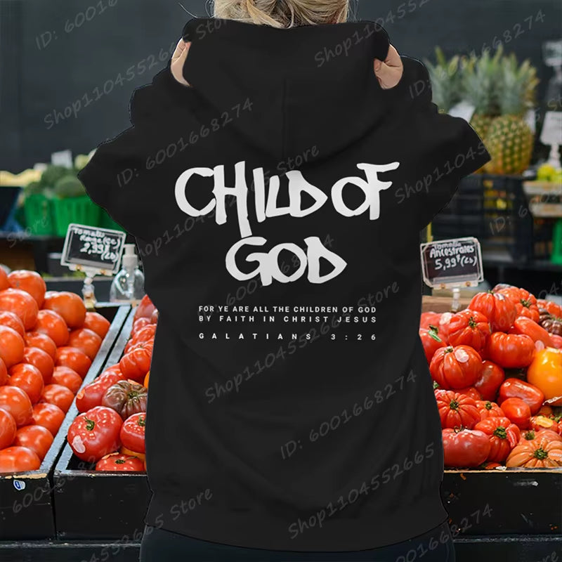 I Am a God Child Letter Print Hoodies Christian God Sweatshirts Hooded Pullover Pray the Lord Sweatshirt Women'S Clothing