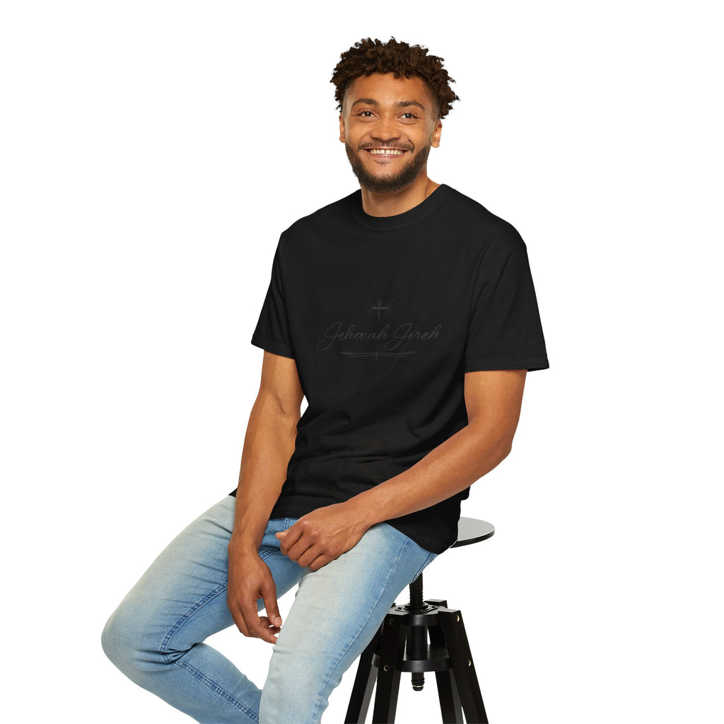Faithful Script T-Shirt — "Jehovah Jireh" Cross Front & "God Is My Provider" Back