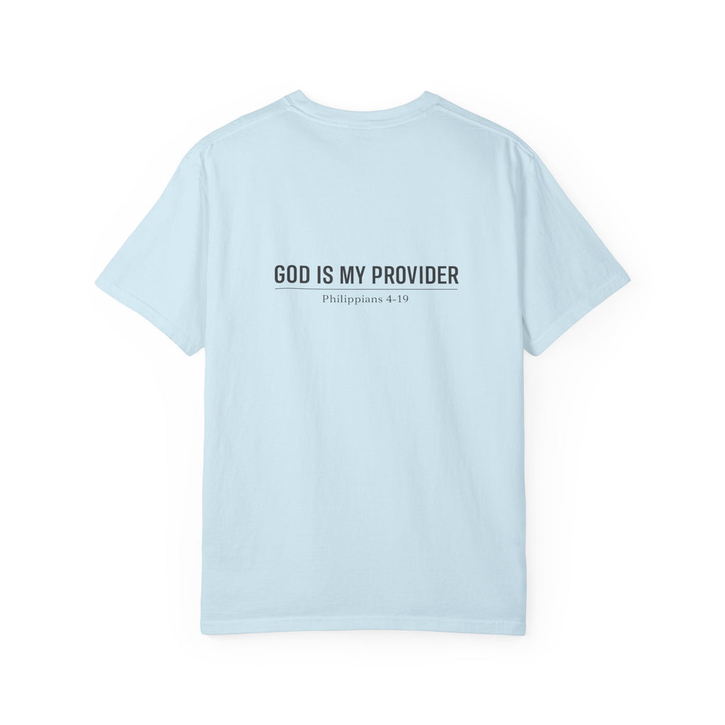 Faithful Script T-Shirt — "Jehovah Jireh" Cross Front & "God Is My Provider" Back