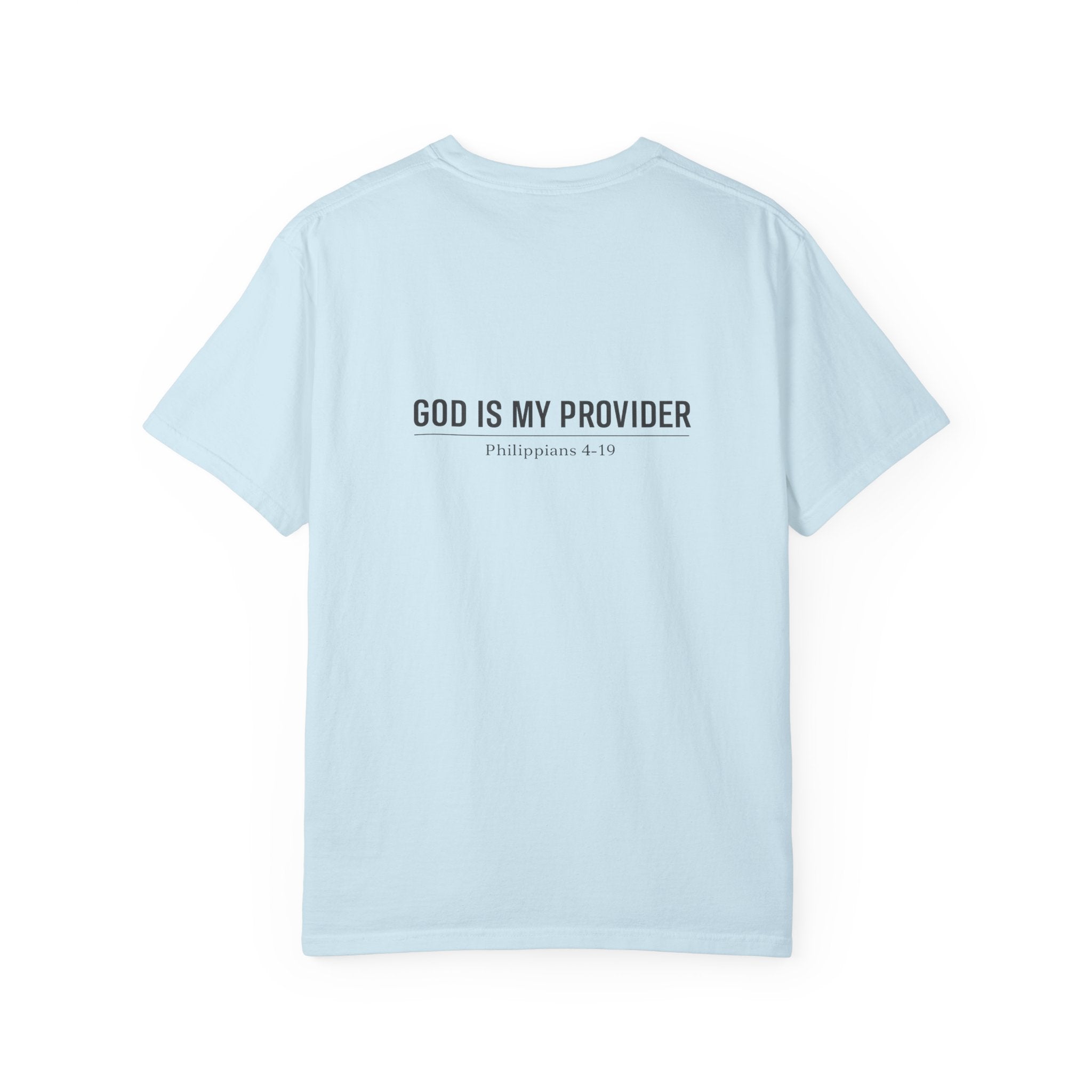 Faithful Script T-Shirt — "Jehovah Jireh" Cross Front & "God Is My Provider" Back