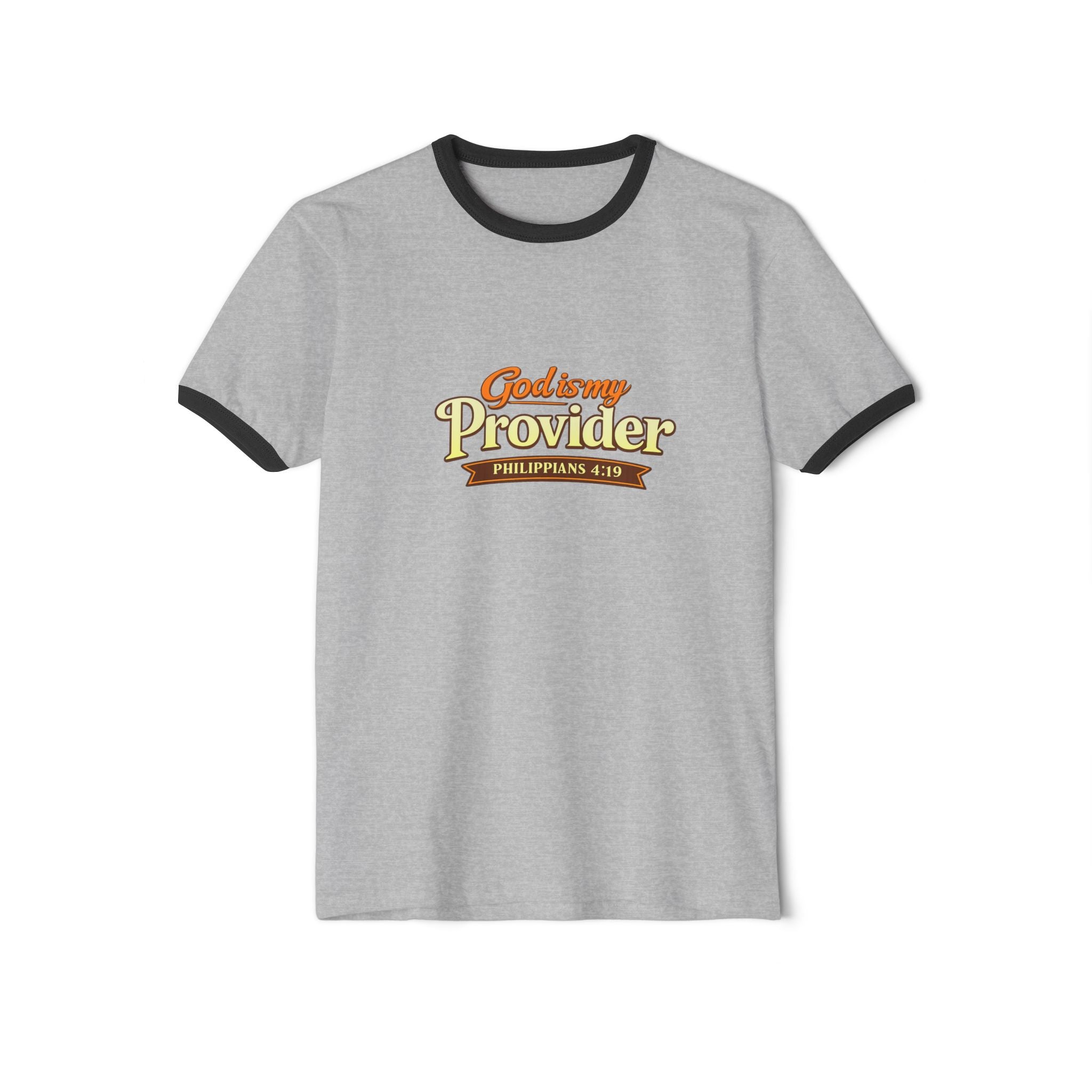God is My Provider Ringer Tee — Christian Faith Vintage-Style T-Shirt