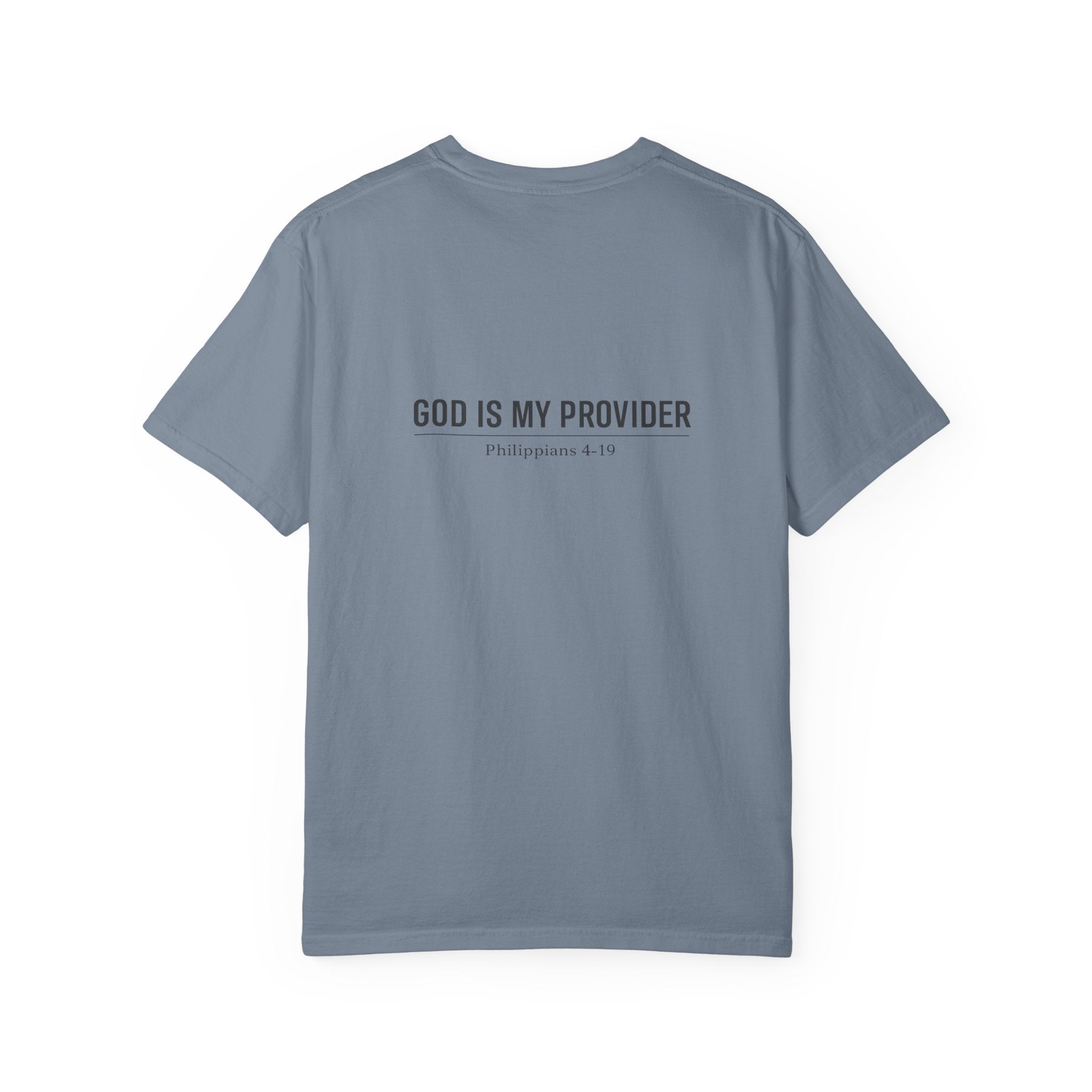 Faithful Script T-Shirt — "Jehovah Jireh" Cross Front & "God Is My Provider" Back