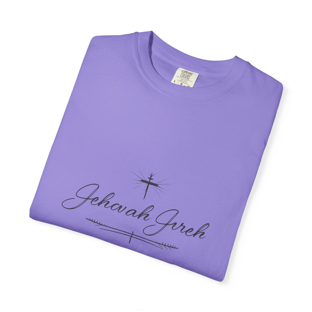 Faithful Script T-Shirt — "Jehovah Jireh" Cross Front & "God Is My Provider" Back
