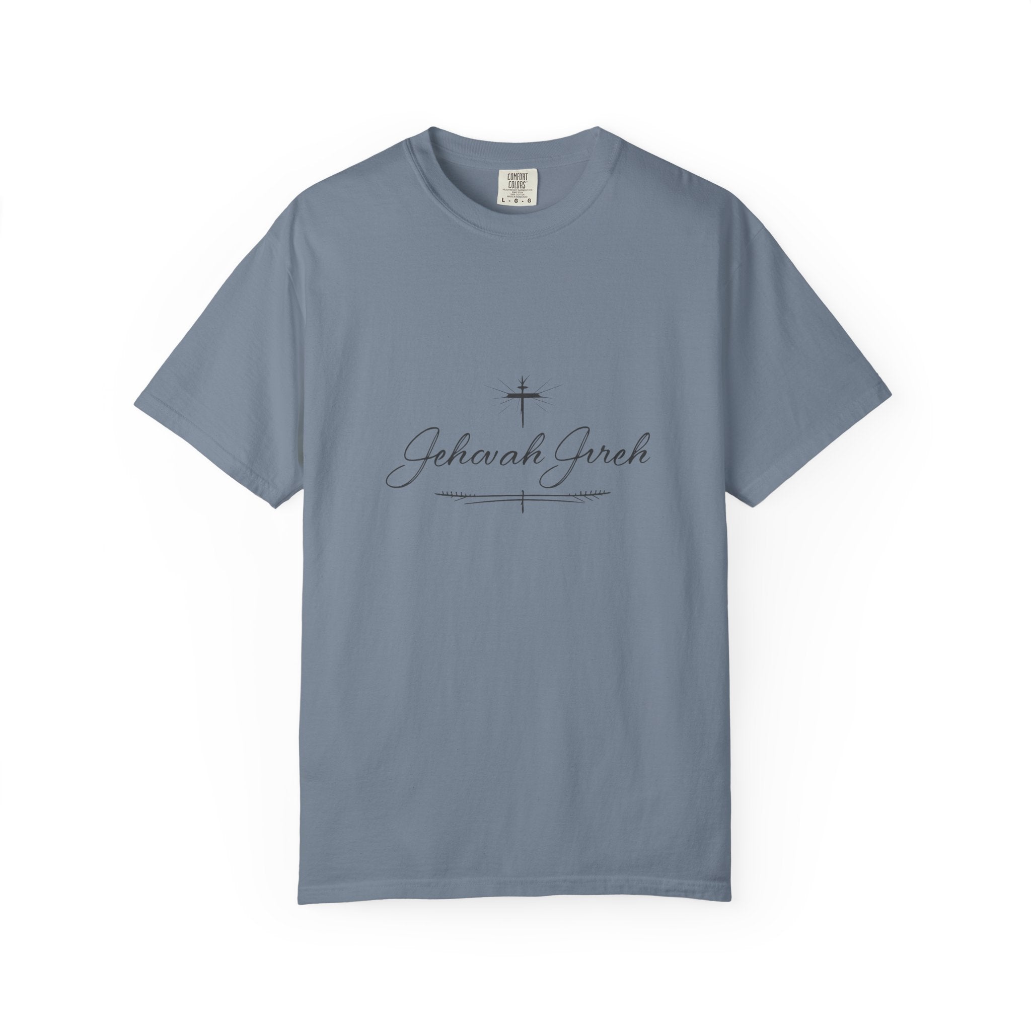 Faithful Script T-Shirt — "Jehovah Jireh" Cross Front & "God Is My Provider" Back