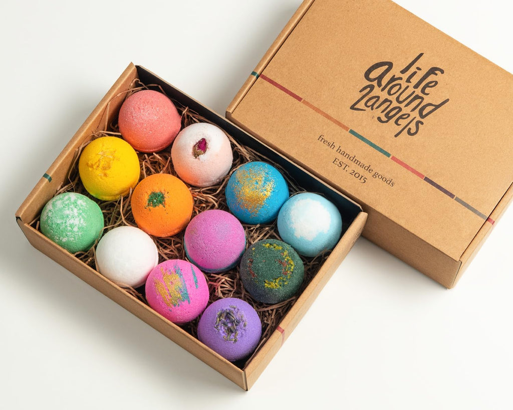 Bath Bombs Gift Set 12 USA Made Fizzies, Shea & Coco Butter Dry Skin Moisturize, Perfect for Bubble Spa Bath. Handmade Birthday Mothers Day Gifts Idea for Her/Him, Wife, Girlfriend
