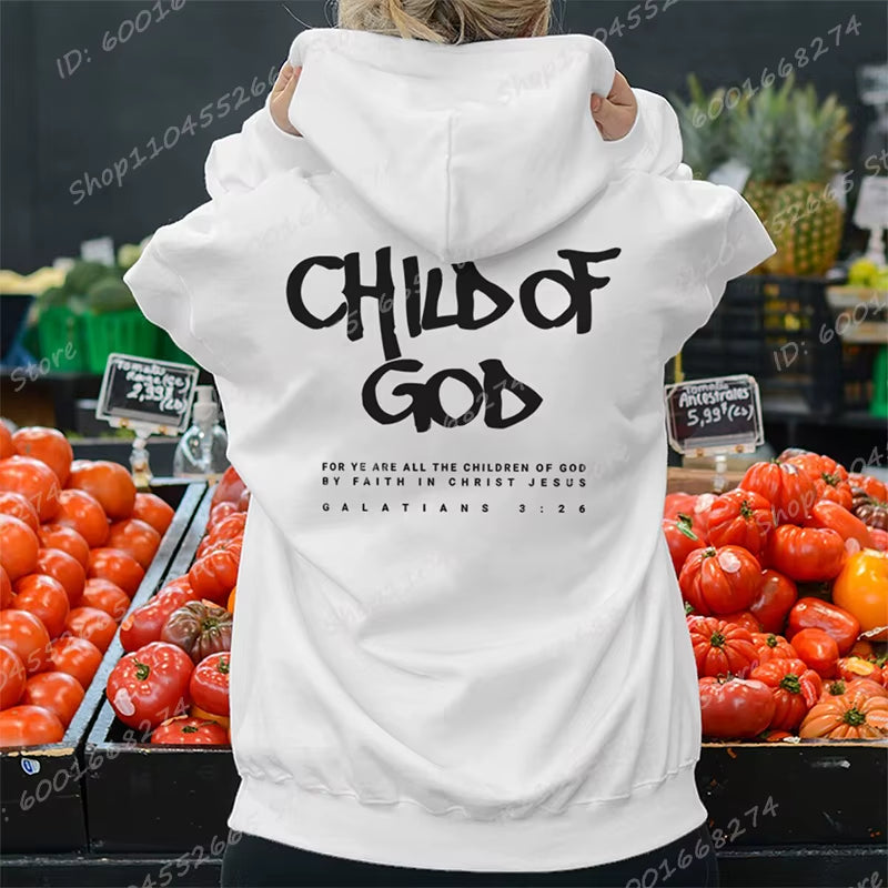 I Am a God Child Letter Print Hoodies Christian God Sweatshirts Hooded Pullover Pray the Lord Sweatshirt Women'S Clothing