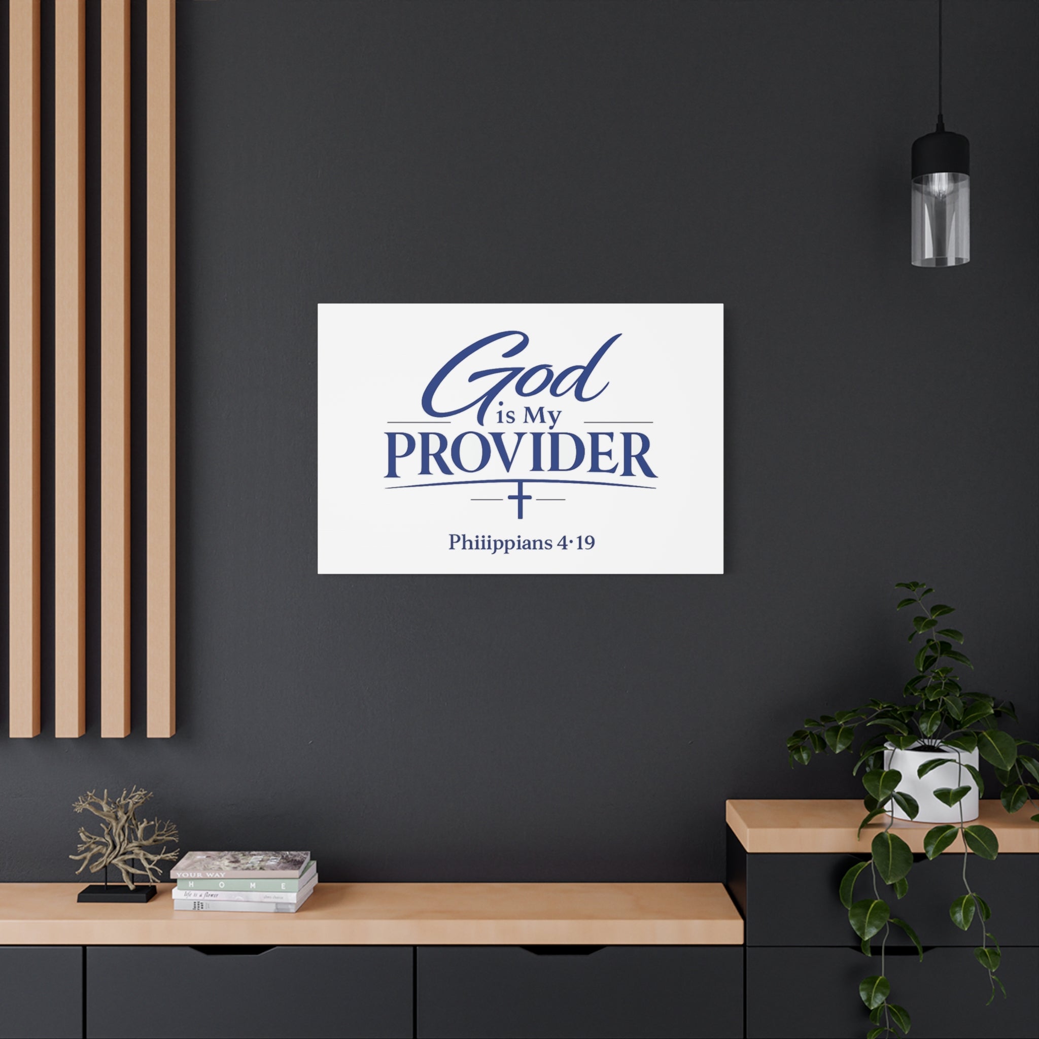 God Is My Provider Canvas — Philippians 4:19 Christian Wall Art