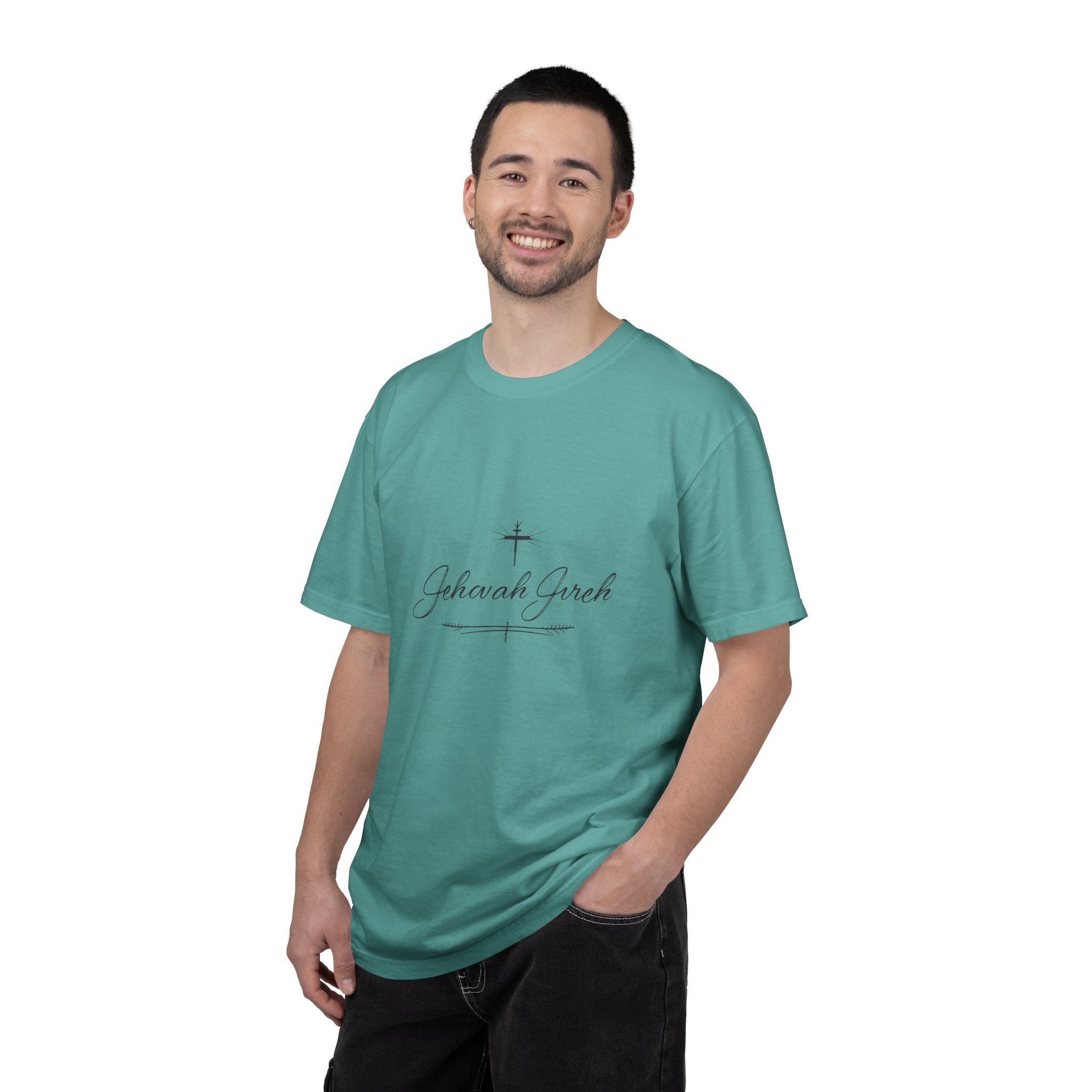 Faithful Script T-Shirt — "Jehovah Jireh" Cross Front & "God Is My Provider" Back