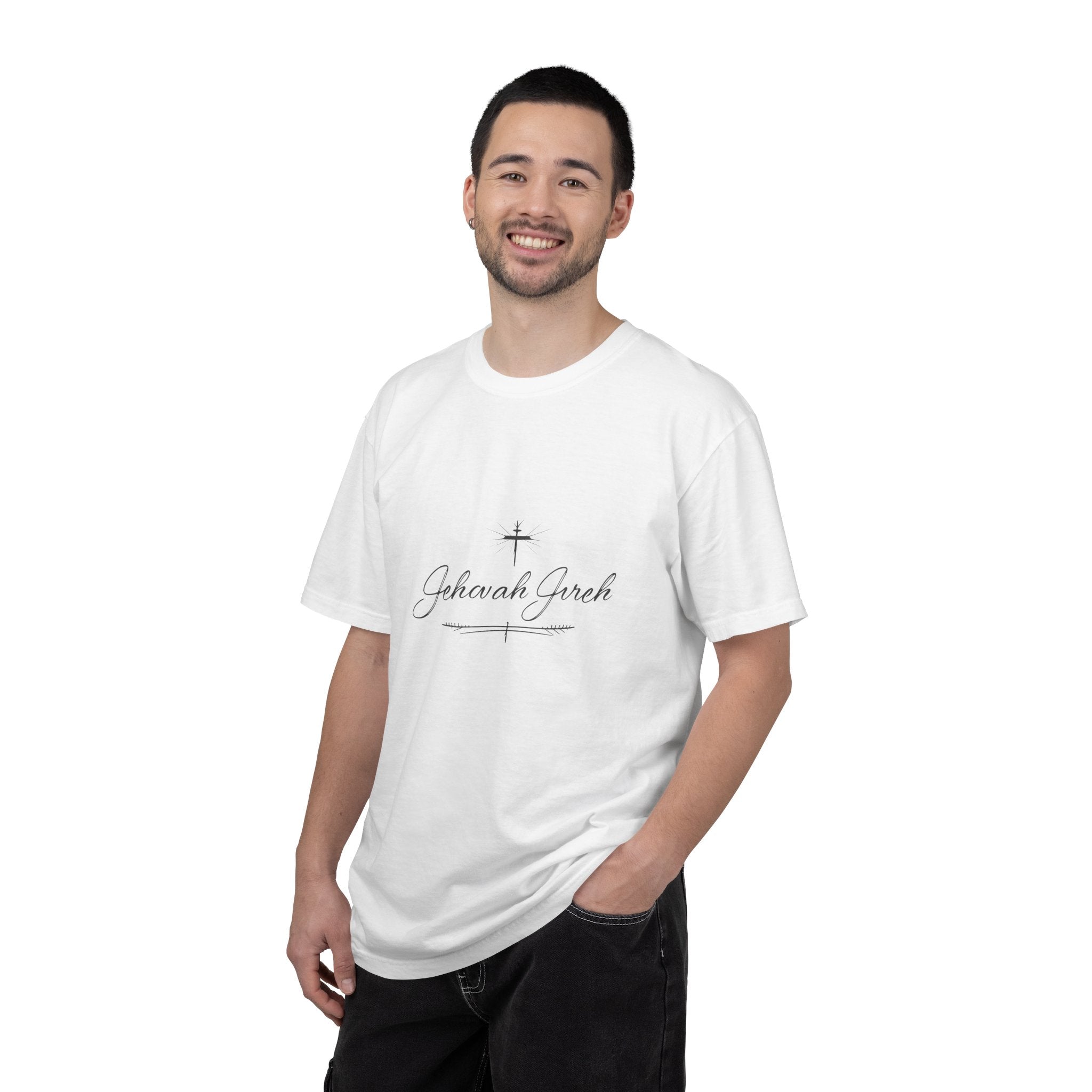 Faithful Script T-Shirt — "Jehovah Jireh" Cross Front & "God Is My Provider" Back