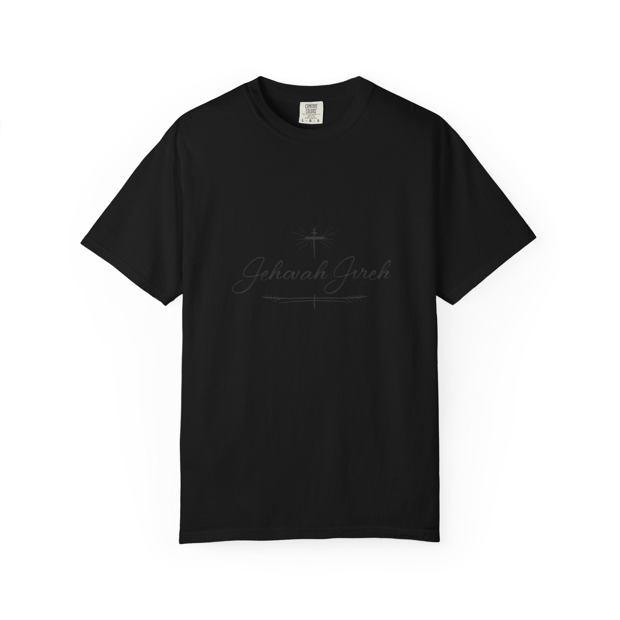 Faithful Script T-Shirt — "Jehovah Jireh" Cross Front & "God Is My Provider" Back