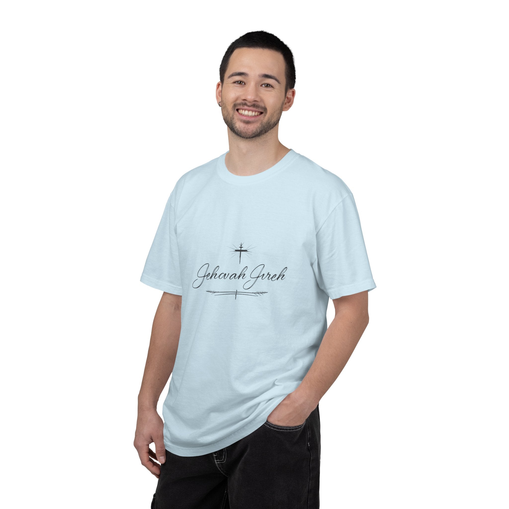 Faithful Script T-Shirt — "Jehovah Jireh" Cross Front & "God Is My Provider" Back
