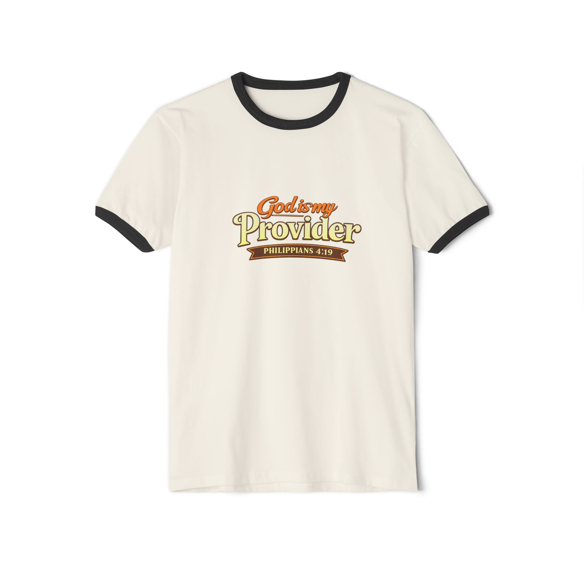 God is My Provider Ringer Tee — Christian Faith Vintage-Style T-Shirt