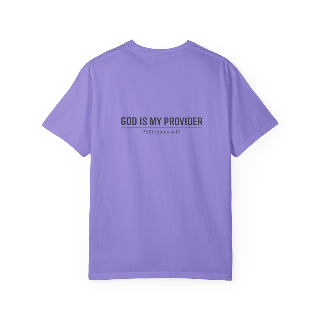 Faithful Script T-Shirt — "Jehovah Jireh" Cross Front & "God Is My Provider" Back