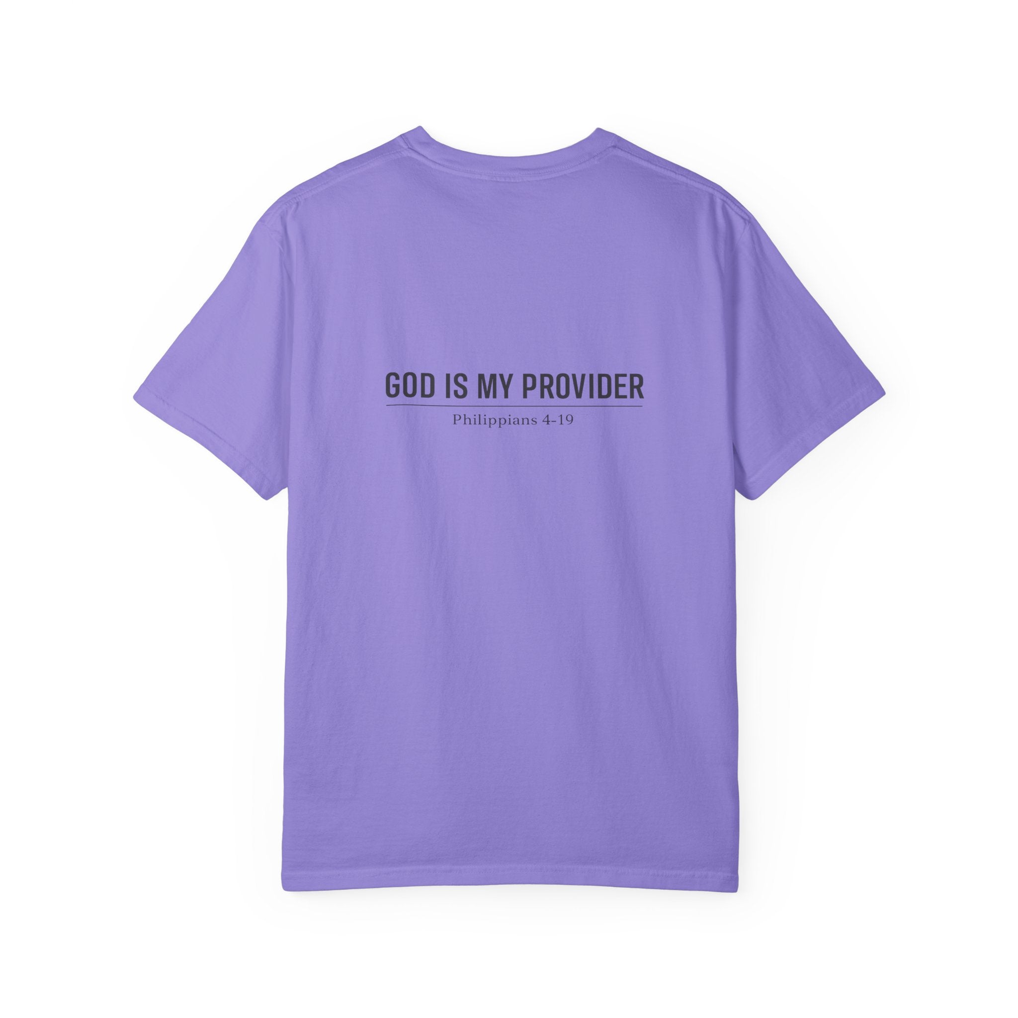 Faithful Script T-Shirt — "Jehovah Jireh" Cross Front & "God Is My Provider" Back