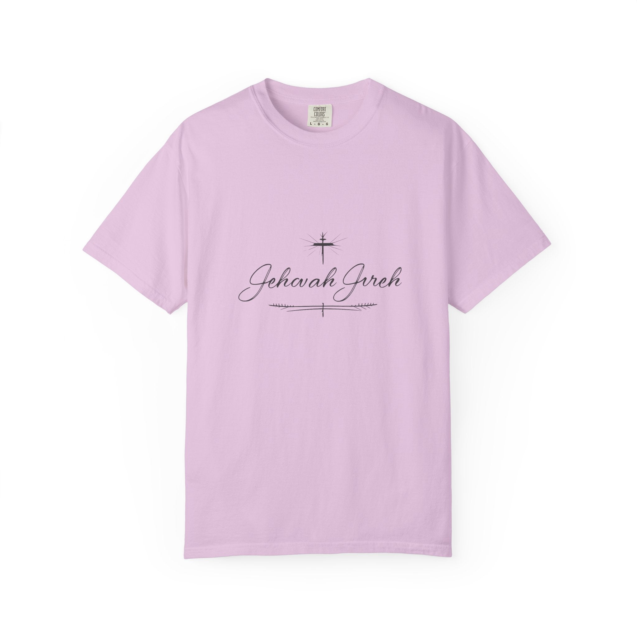 Faithful Script T-Shirt — "Jehovah Jireh" Cross Front & "God Is My Provider" Back