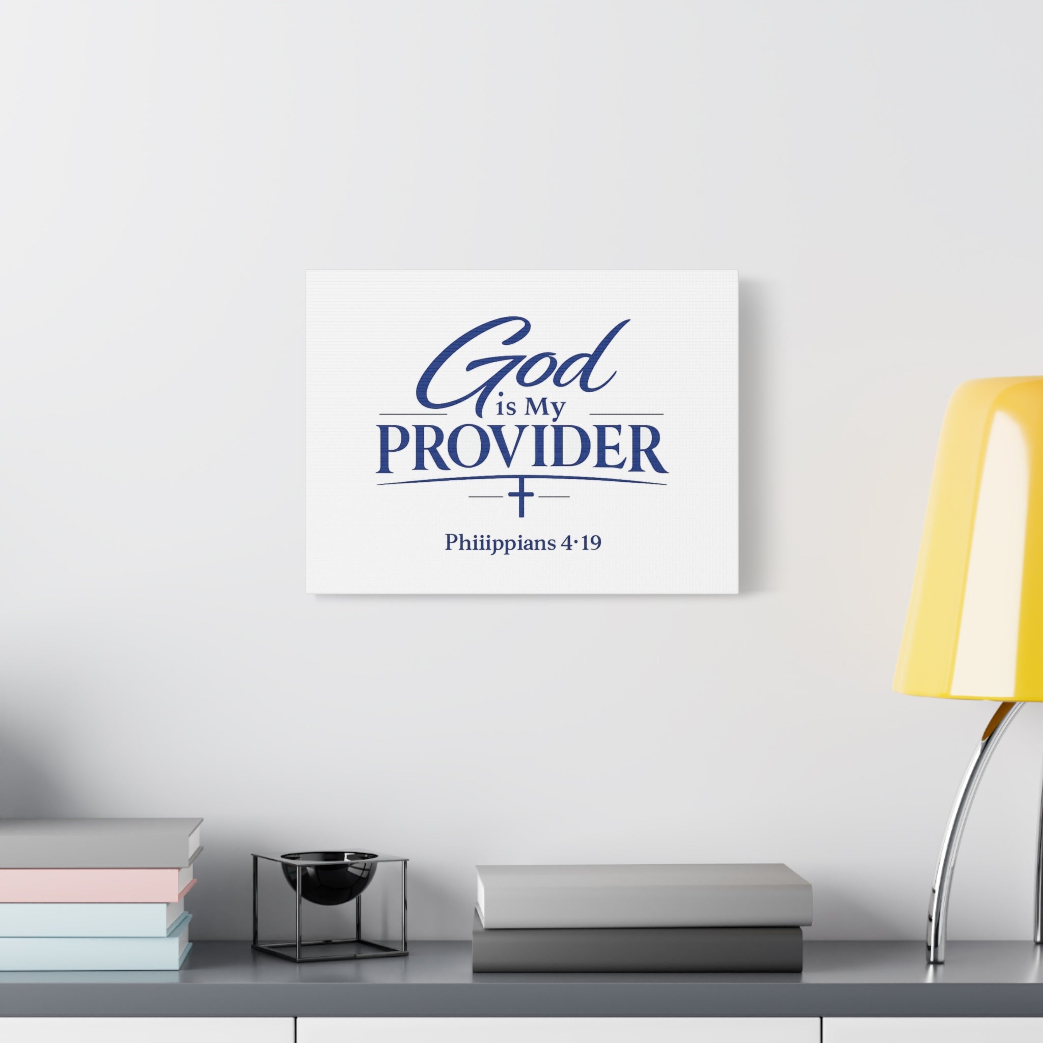 God Is My Provider Canvas — Philippians 4:19 Christian Wall Art