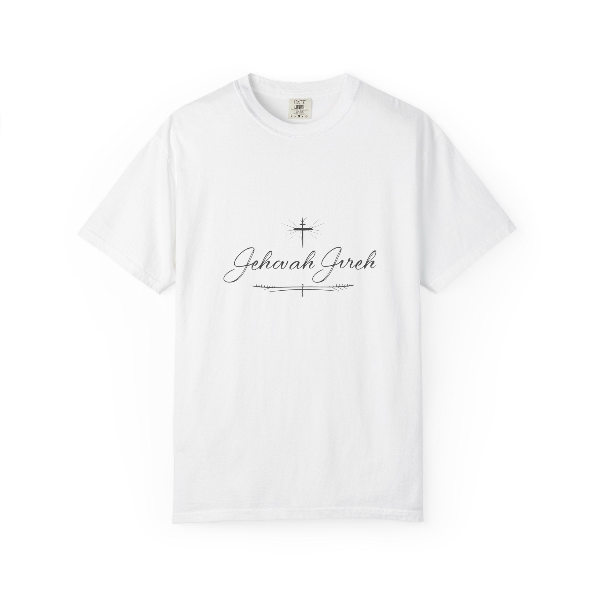 Faithful Script T-Shirt — "Jehovah Jireh" Cross Front & "God Is My Provider" Back