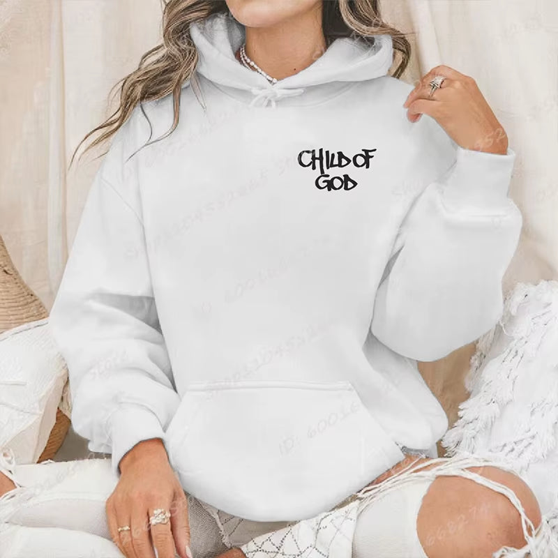 I Am a God Child Letter Print Hoodies Christian God Sweatshirts Hooded Pullover Pray the Lord Sweatshirt Women'S Clothing