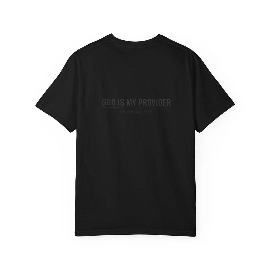 Faithful Script T-Shirt — "Jehovah Jireh" Cross Front & "God Is My Provider" Back