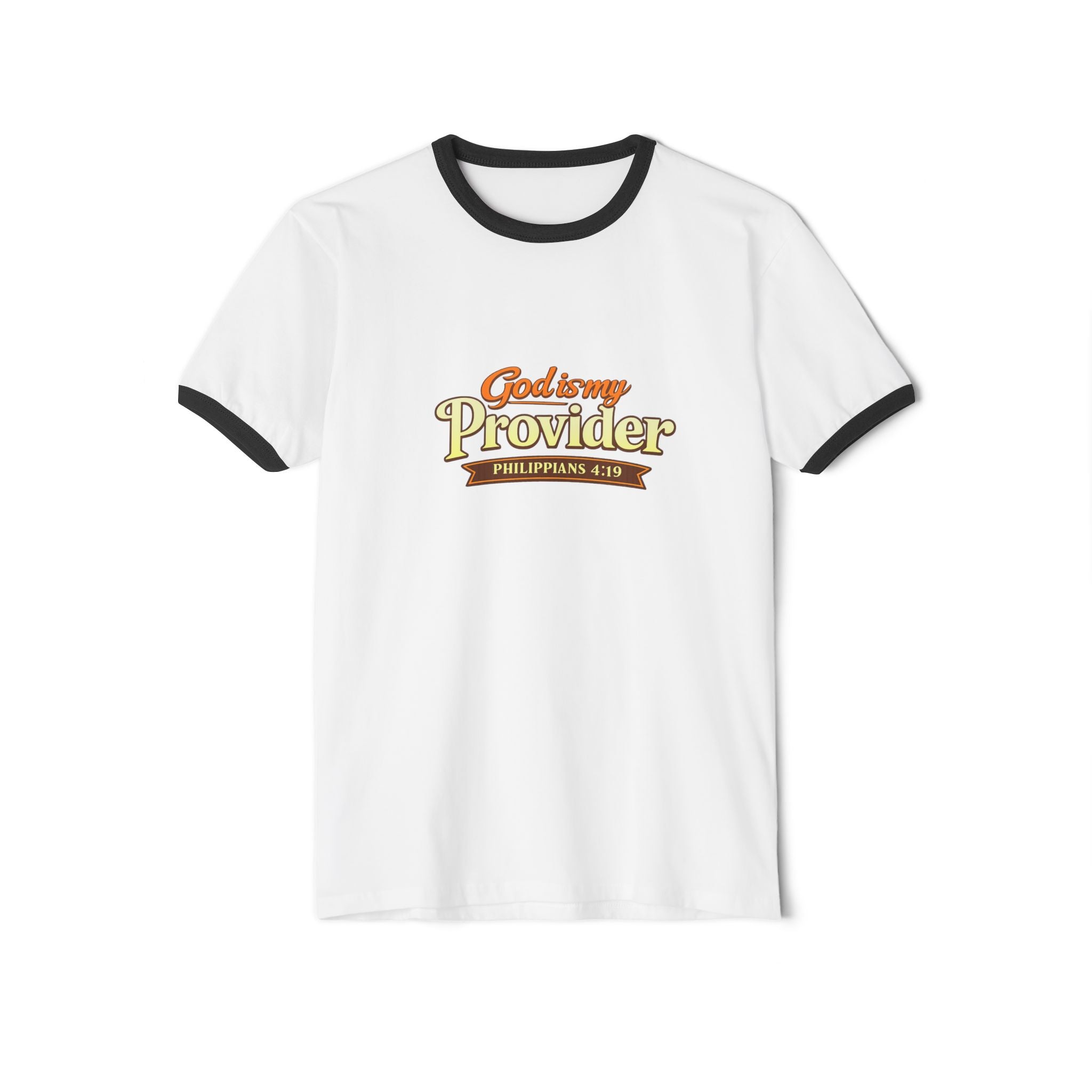 God is My Provider Ringer Tee — Christian Faith Vintage-Style T-Shirt