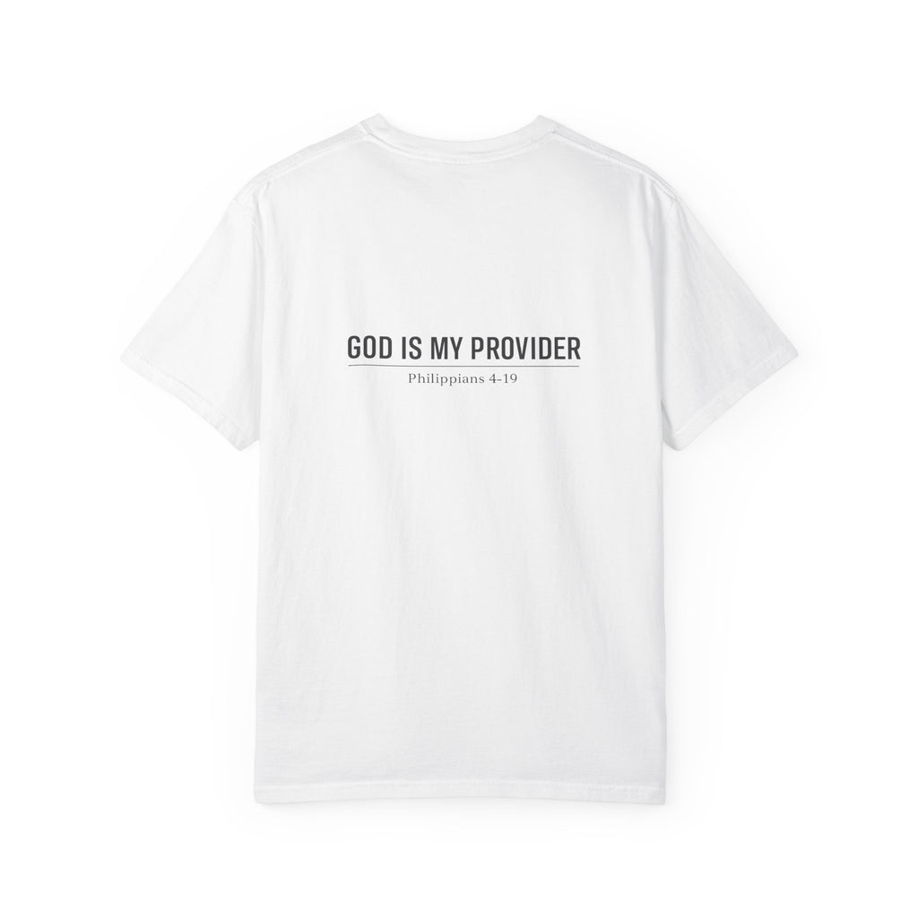 Faithful Script T-Shirt — "Jehovah Jireh" Cross Front & "God Is My Provider" Back