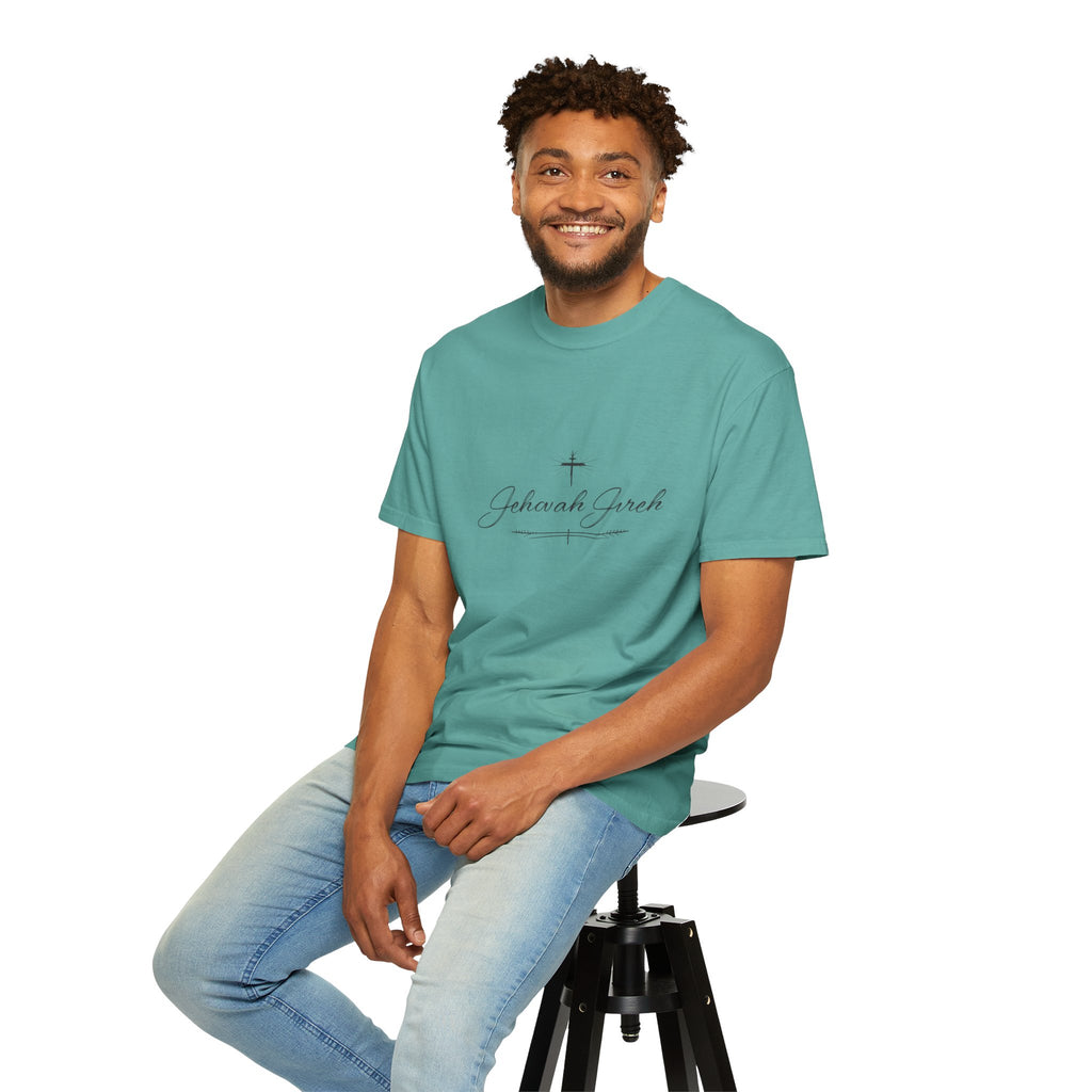 Faithful Script T-Shirt — "Jehovah Jireh" Cross Front & "God Is My Provider" Back