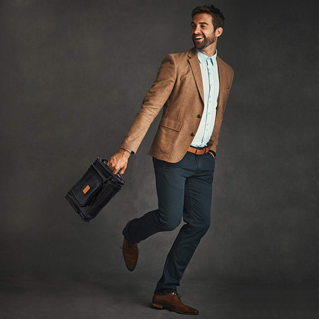 Travel Toiletry Bag, Hanging Toiletry Bag for Men, Leather Travel Shower Bag for Toiletries Dopp Kit Bathroom Bag with Metal Hook Gift for Men (Black)