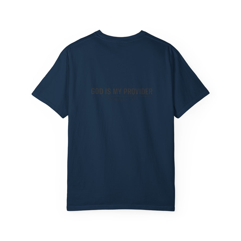 Faithful Script T-Shirt — "Jehovah Jireh" Cross Front & "God Is My Provider" Back