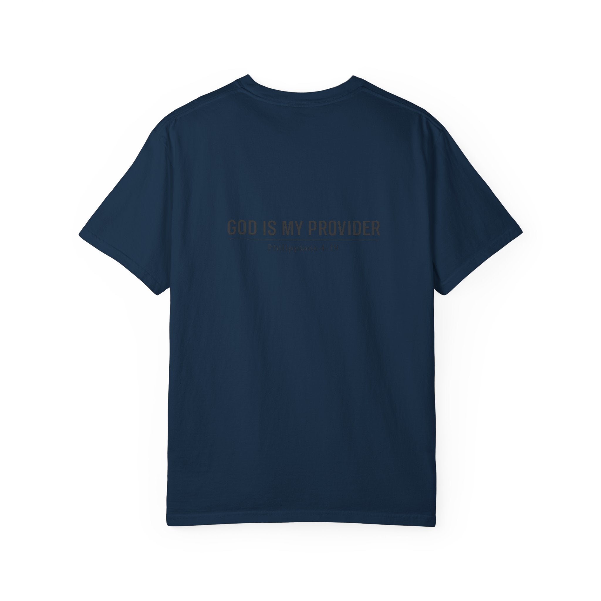 Faithful Script T-Shirt — "Jehovah Jireh" Cross Front & "God Is My Provider" Back