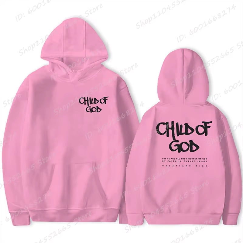 I Am a God Child Letter Print Hoodies Christian God Sweatshirts Hooded Pullover Pray the Lord Sweatshirt Women'S Clothing