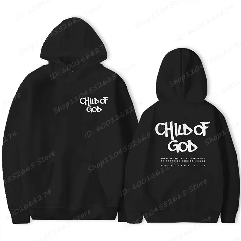 I Am a God Child Letter Print Hoodies Christian God Sweatshirts Hooded Pullover Pray the Lord Sweatshirt Women'S Clothing