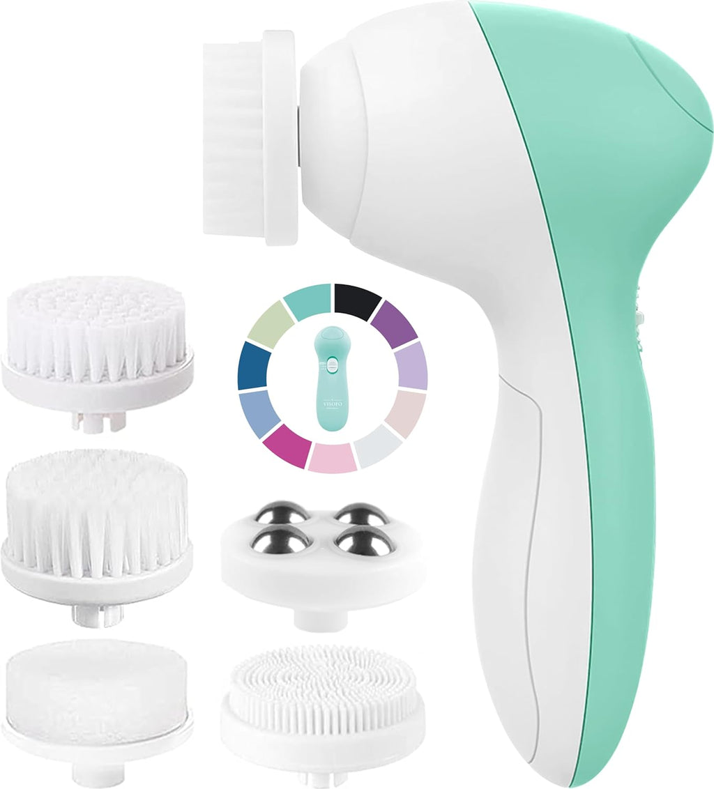 Facial Cleansing Brush | Face Scrubber Exfoliator Skin Care Beauty Products Powered Electric Wash Exfoliating Skincare Women Spin Cleanser Tools Cleaning Scrub Washer Self Care (Opal)