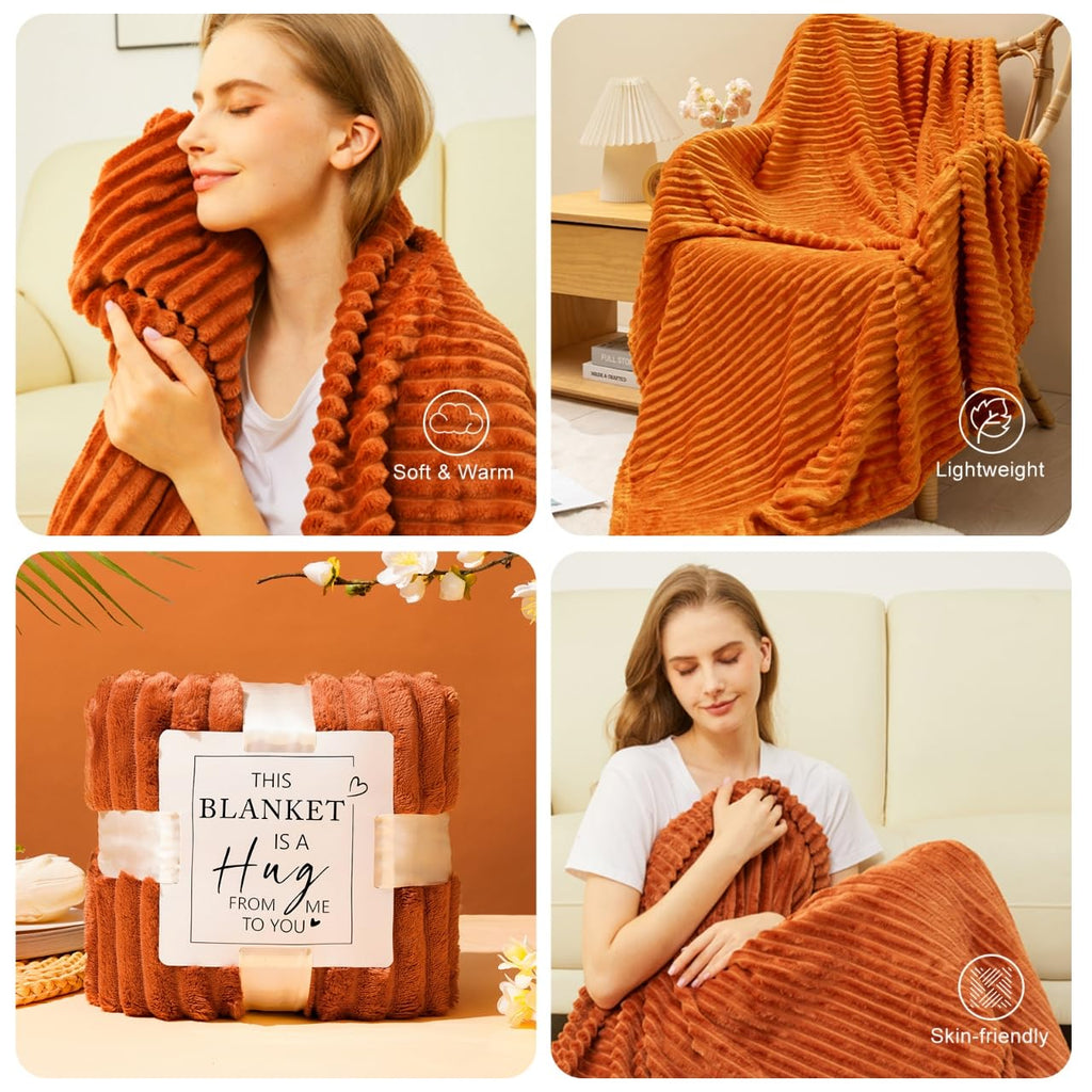 Cozy Gifts for Women Christmas,Birthday Gifts,Luxury Self Care Get Well Gifts,Relaxing Spa Gifts Basket W/Fall Throw Blanket,Orange Gifts for Women,Mom, Wife,Girlfriend,Valentine’S Day Gifts for Her