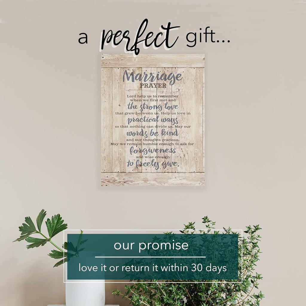 Marriage Prayer Wood Plaque - Made in the USA - 11.75"X15" - Classy Frame Wall Hanging Decoration | Lord, Help Us to Remember When We First Met | Christian Family Religious Home Decor Saying