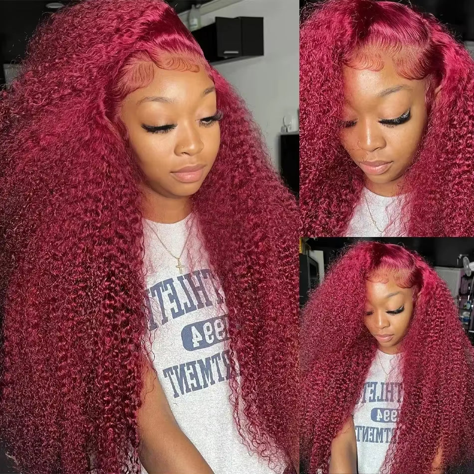 Red Wig 99J Burgundy Lace Front Wig 13X4 Curly Human Hair Wigs Hd Lace Wig 13X6 Human Hair Colored Deep Wave Frontal Wig